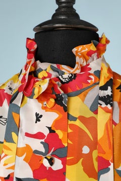 Printed silk shirt and skirt ensemble Circa 1970