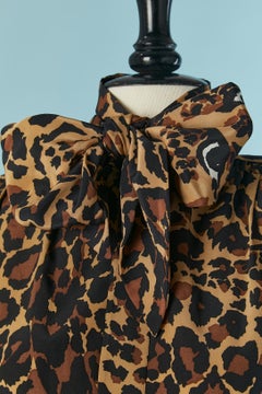 Printed silk shirt with bow tie