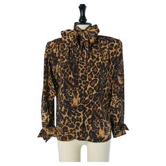 Vintage Printed silk shirt with bow tie