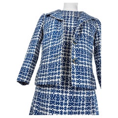 Printed silk suit by Jules-François Crahay for Nina Ricci Circa 1956-1960