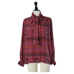 Printed silk tunique with bow tie SAINT LAURENT RIVE GAUCHE Printed silk tunique with bow tie SAINT LAURENT RIVE GAUCHE