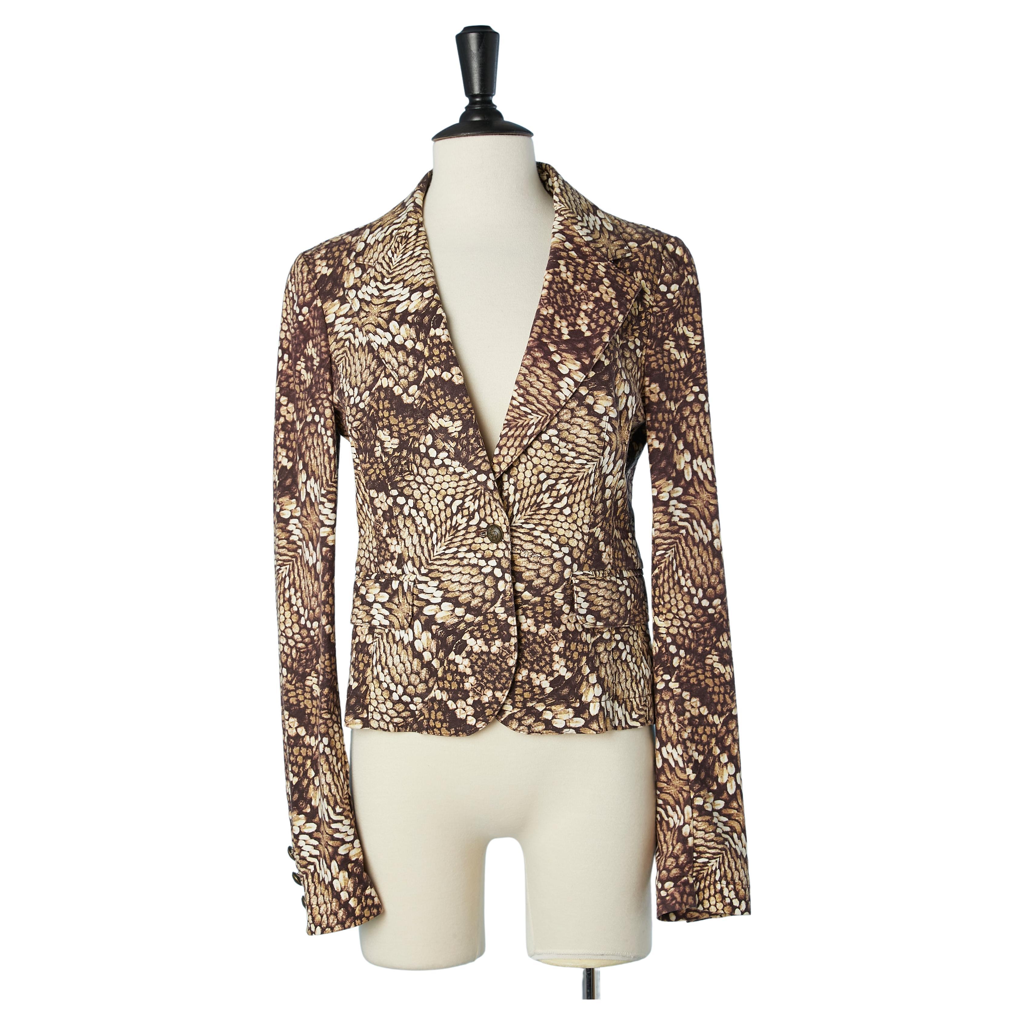 Printed single-breasted cotton jacket Just Cavalli Roberto Cavalli 