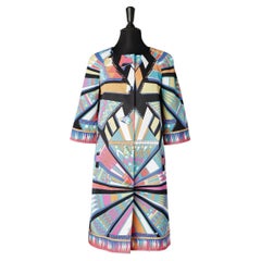 Printed single breasted evening coat with decorative buttons Emilio Pucci 