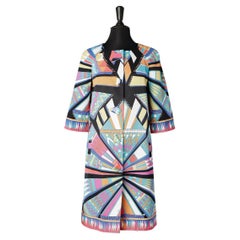 Printed single breasted evening coat with decorative buttons Emilio Pucci