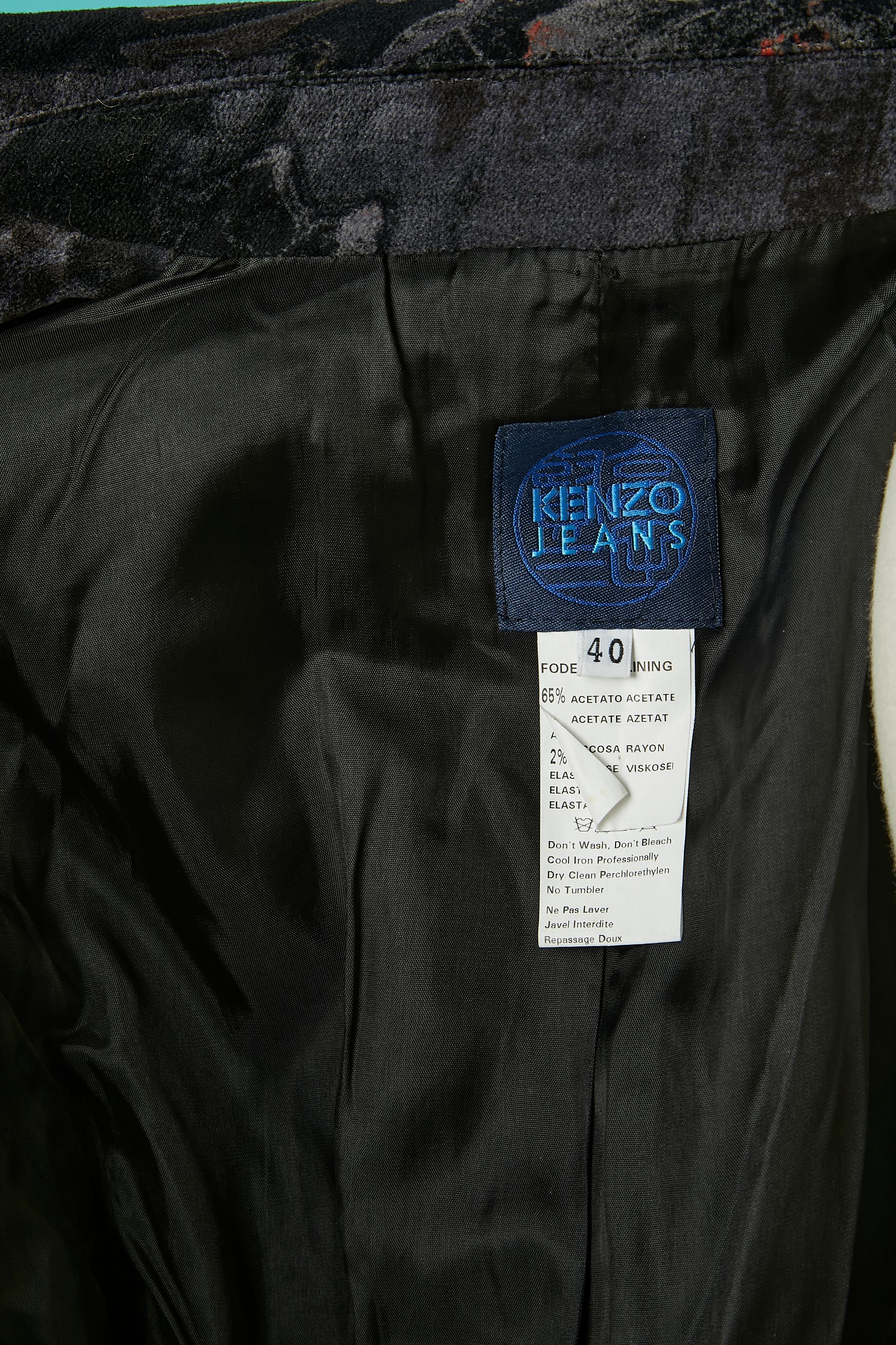Bedruckte einreihige Samtjacke KENZO Jeans aus Samt im Angebot 3