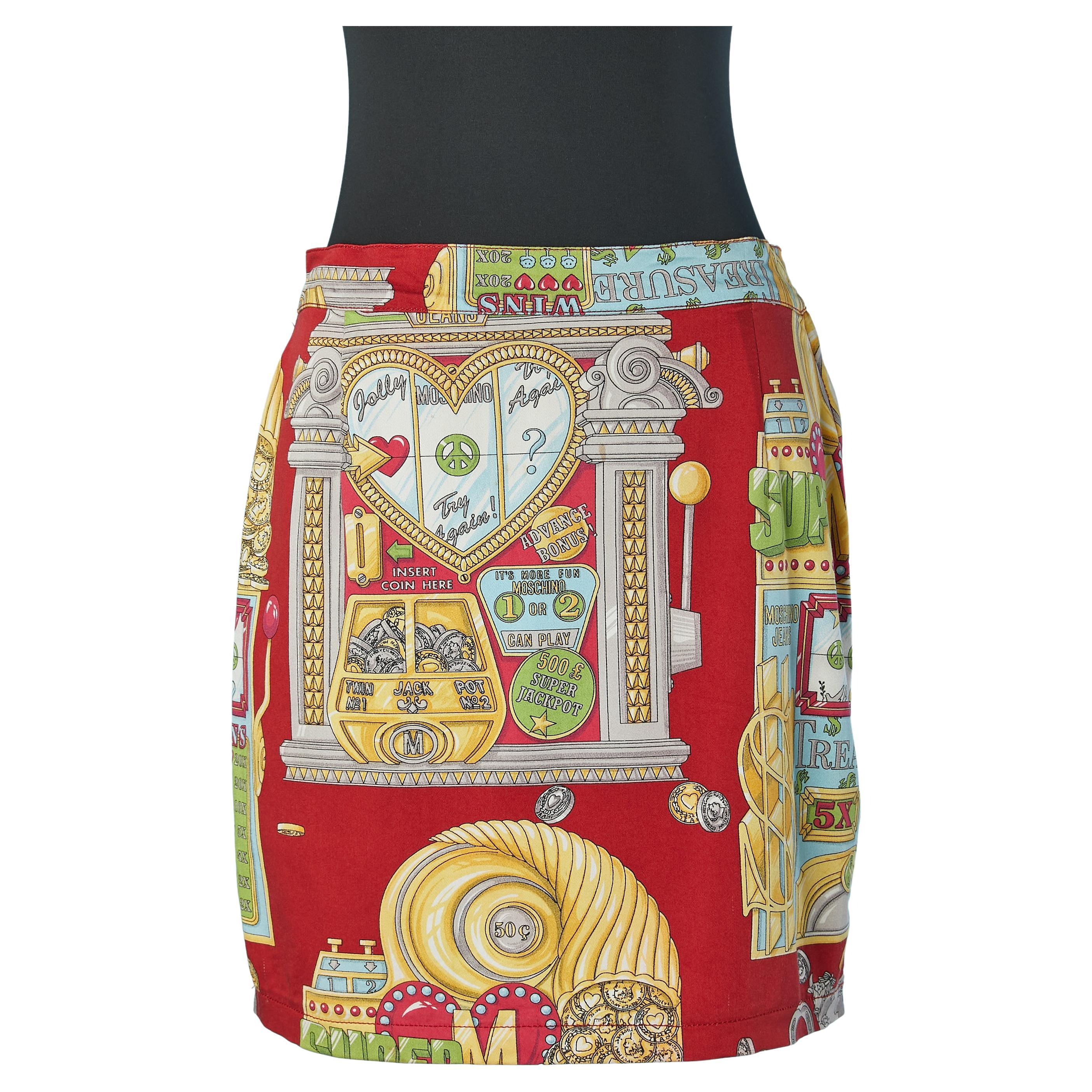 Printed skirt with "jackpot" pattern Moschino Jeans For Sale