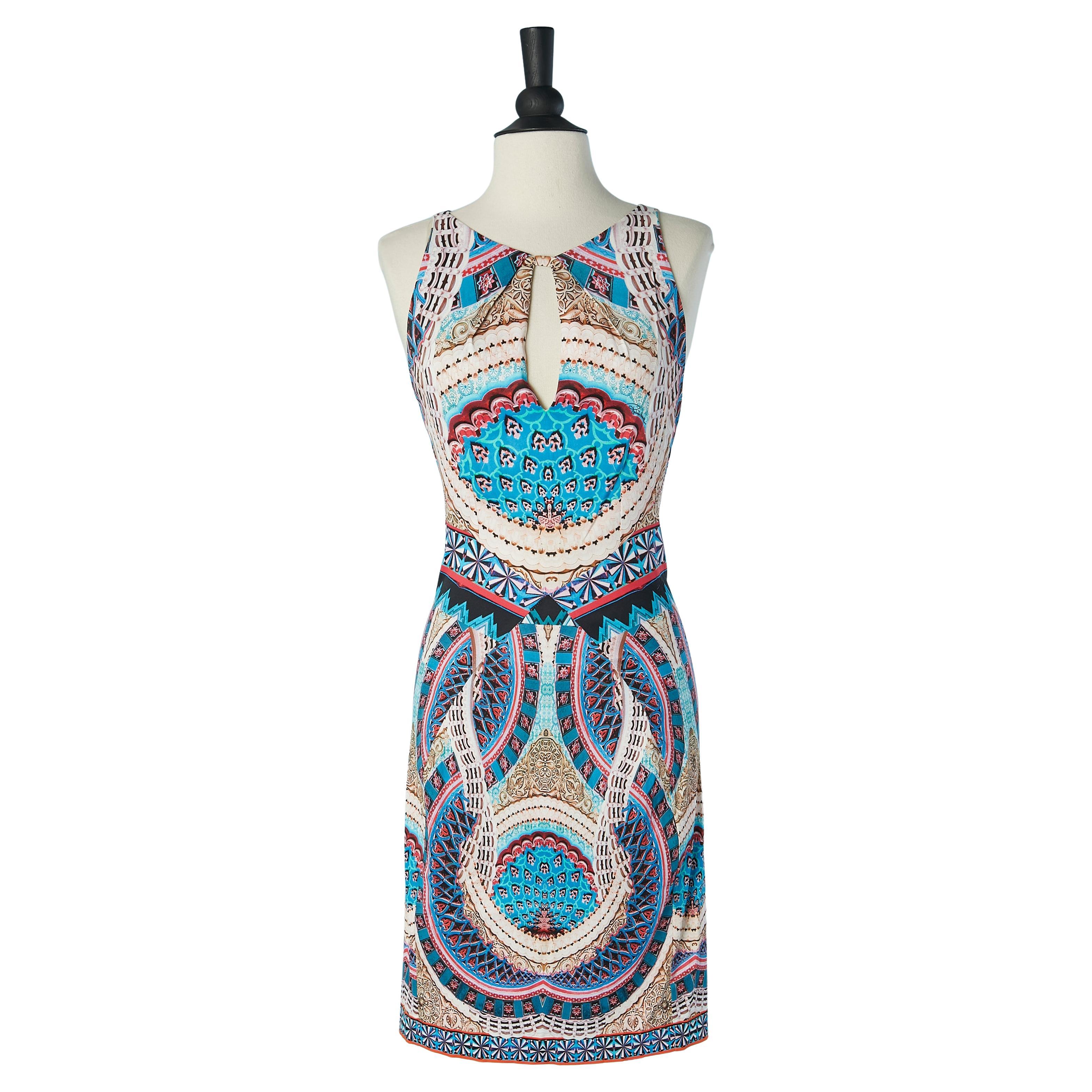 Printed sleeveless cocktail dress ROBERTO CAVALLI im Angebot