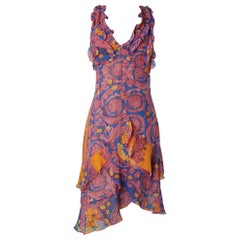 Printed sleeveless cocktail dress with ruffles Versace Jeans Couture