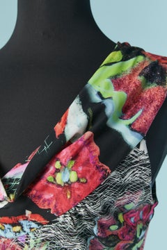 Printed sleeveless jersey dress draped around neckline Roberto Cavalli