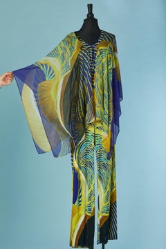 Printed sleeveless jumpsuit with silk printed poncho Roberto Cavalli