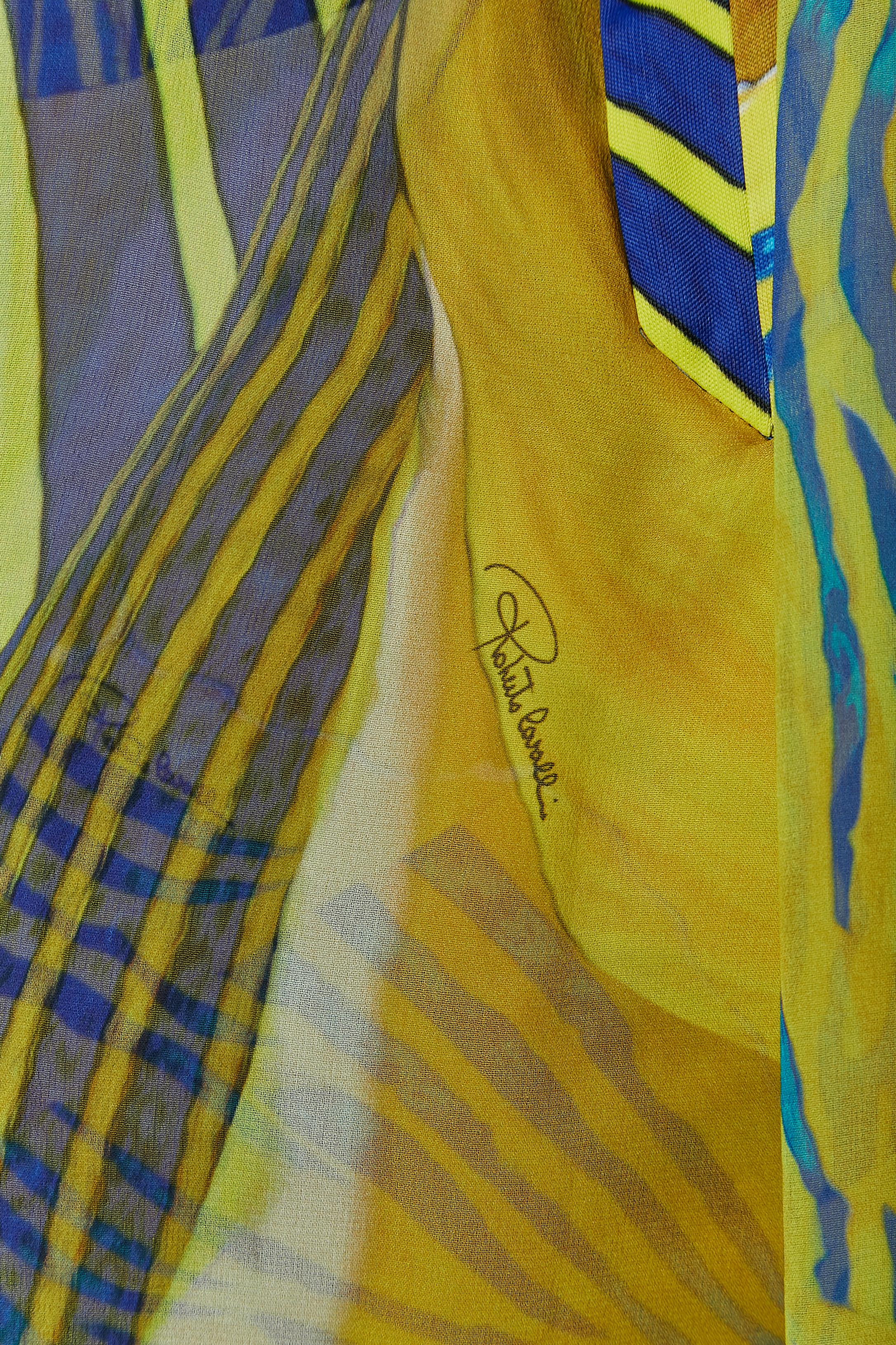 Printed sleeveless jumpsuit with silk printed poncho Roberto Cavalli In Excellent Condition For Sale In Saint-Ouen-Sur-Seine, FR
