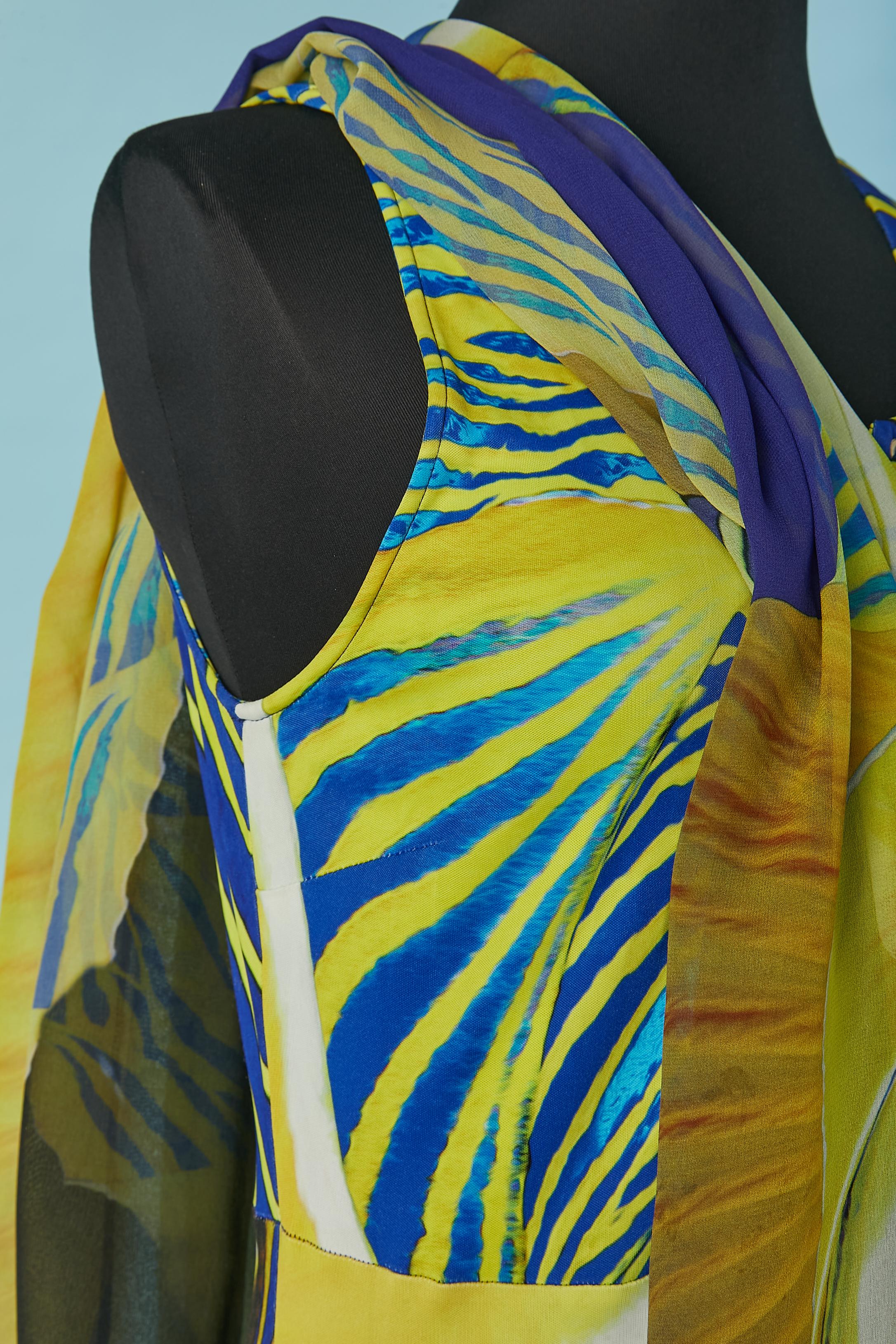 Women's Printed sleeveless jumpsuit with silk printed poncho Roberto Cavalli For Sale