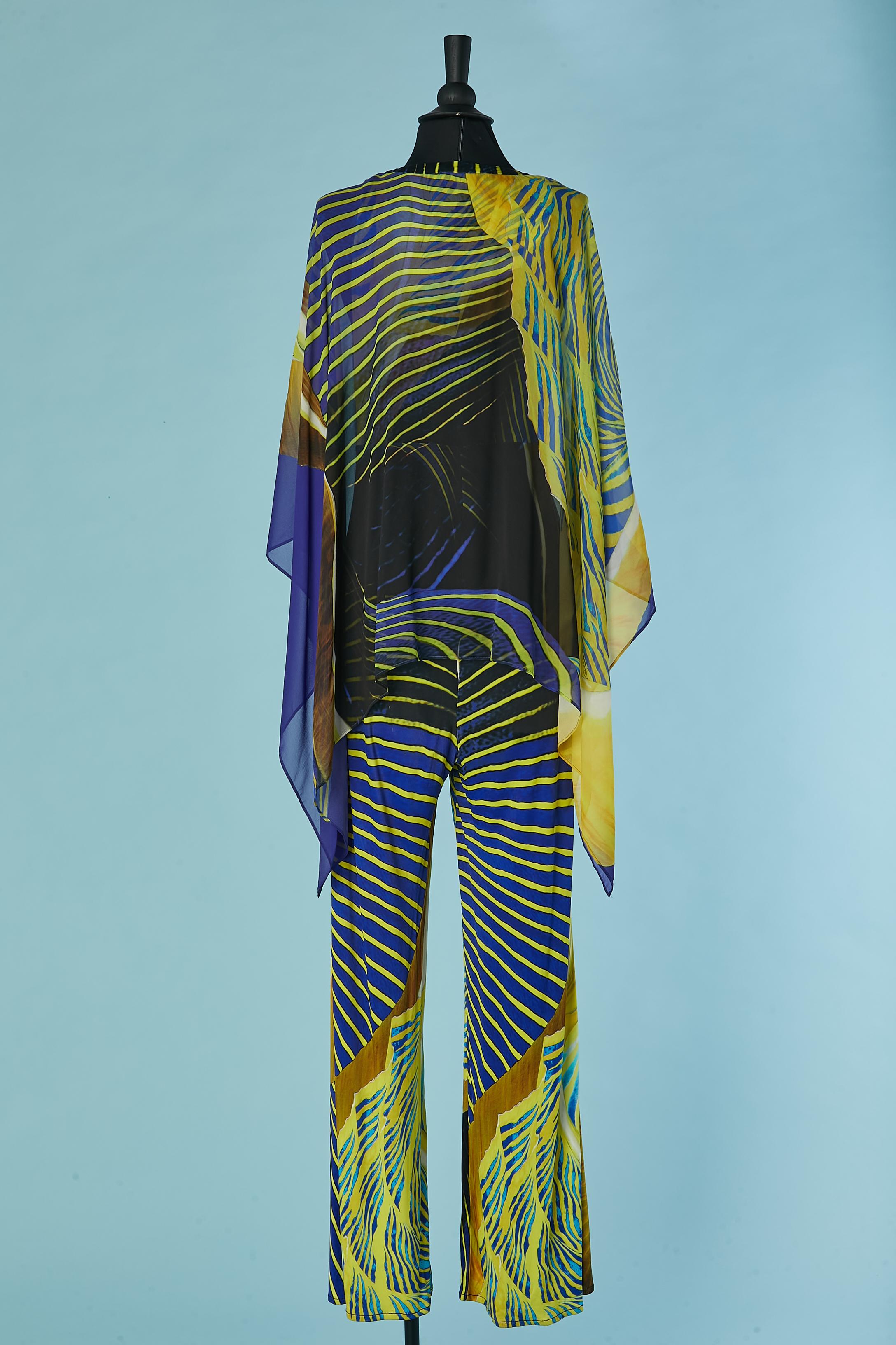 Printed sleeveless jumpsuit with silk printed poncho Roberto Cavalli For Sale 2