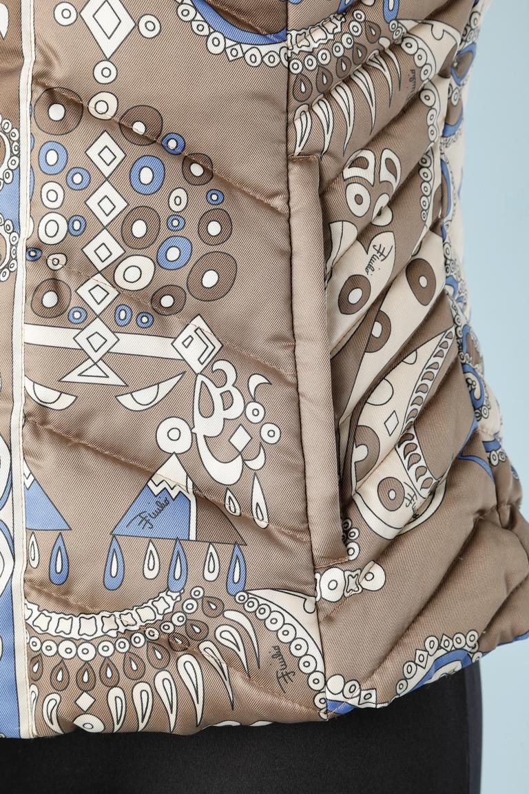 Gray Printed sleeveless quilted down jacket Emilio Pucci 