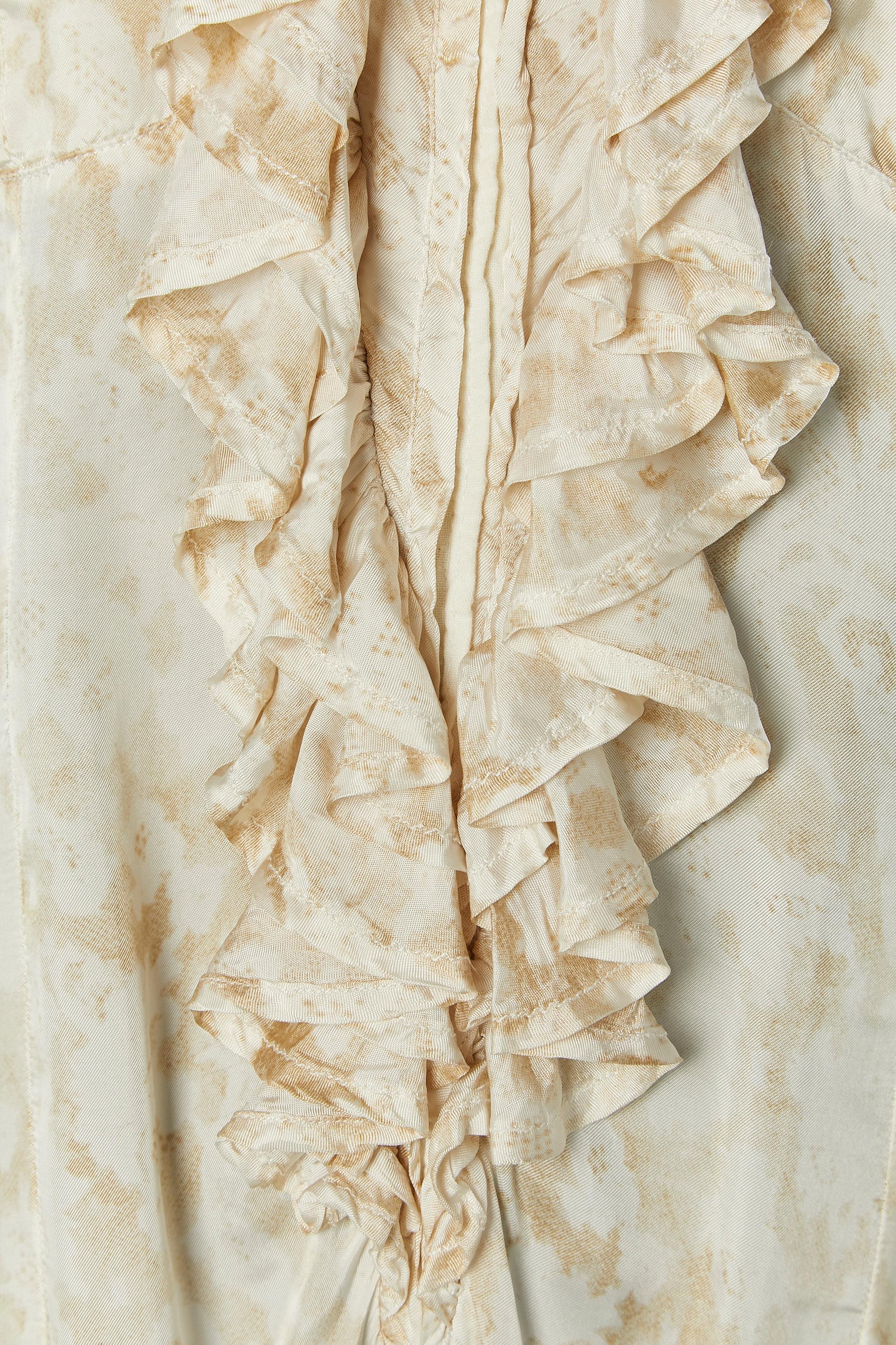 Beige Printed sleeveless ruffles dress JEAN-PAUL GAULTIER JEANS For Sale