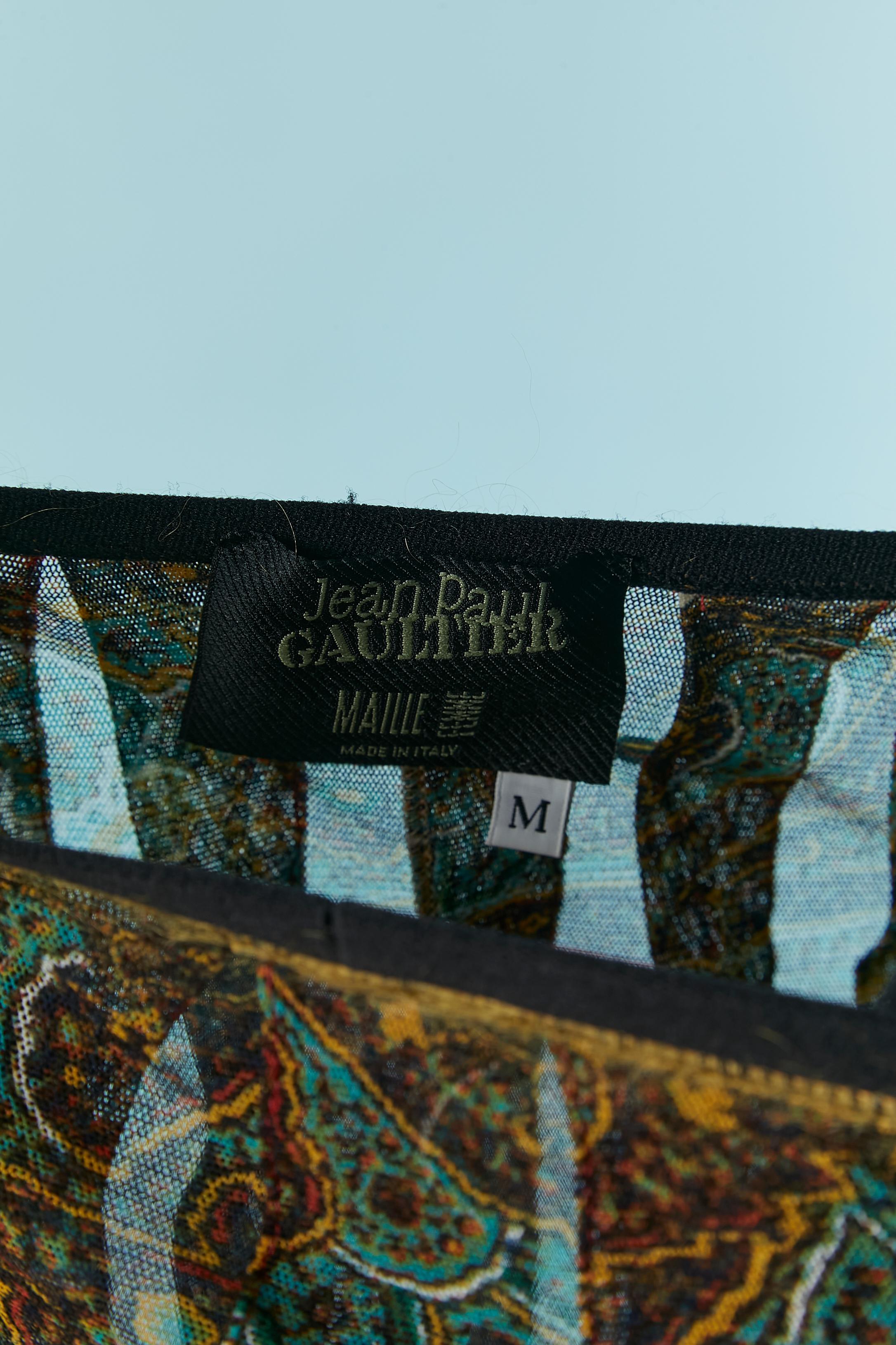 Falda escocesa plisada y envuelta en tul elástico estampado JEAN-PAUL GAULTIER Maille en venta 2