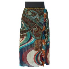 Printed stretch tulle pleated and wrapped kilt skit JEAN-PAUL GAULTIER Maille