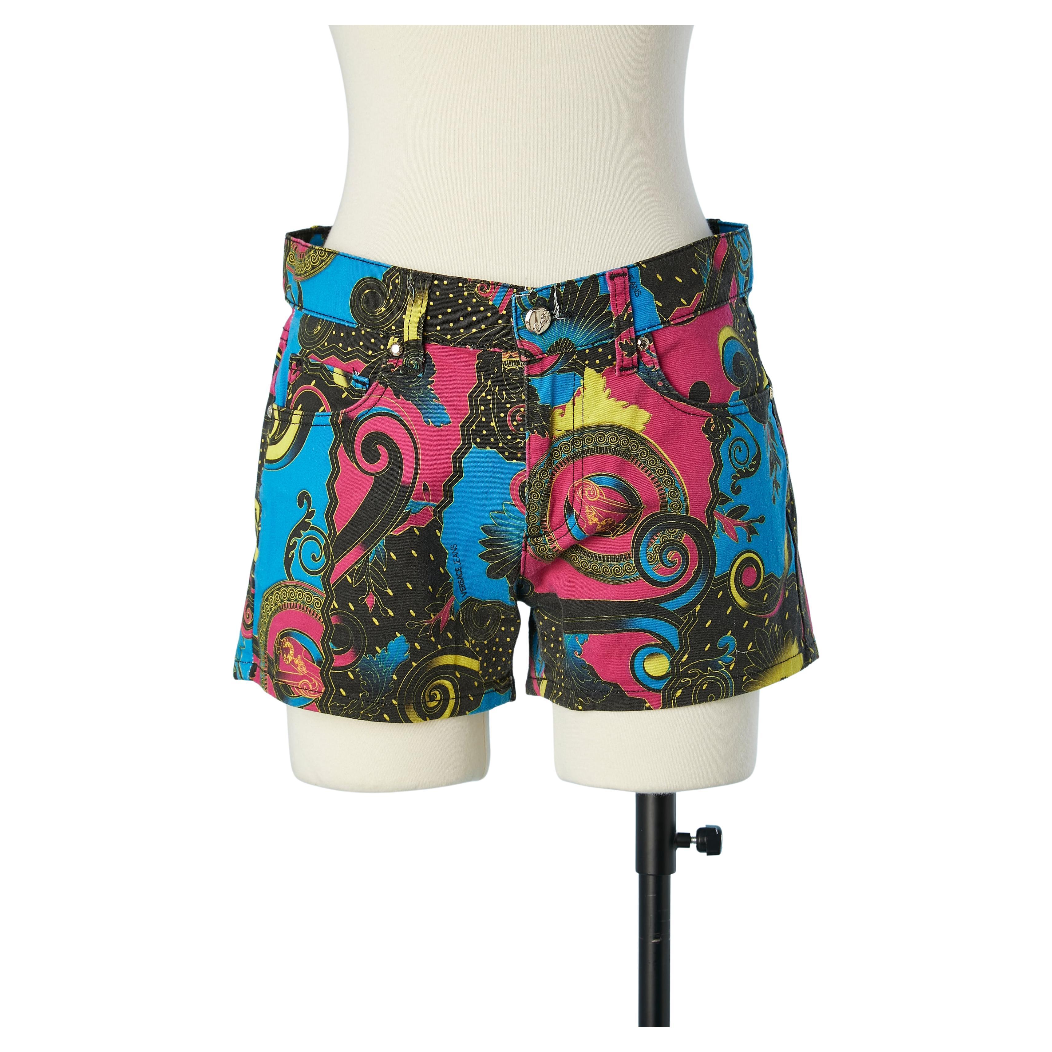 Short d'été imprimé en coton stretch Versace Jeans en vente