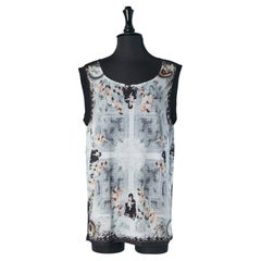 Canotta stampata con bordo nero a costine GIVENCHY by Riccardo Tisci
