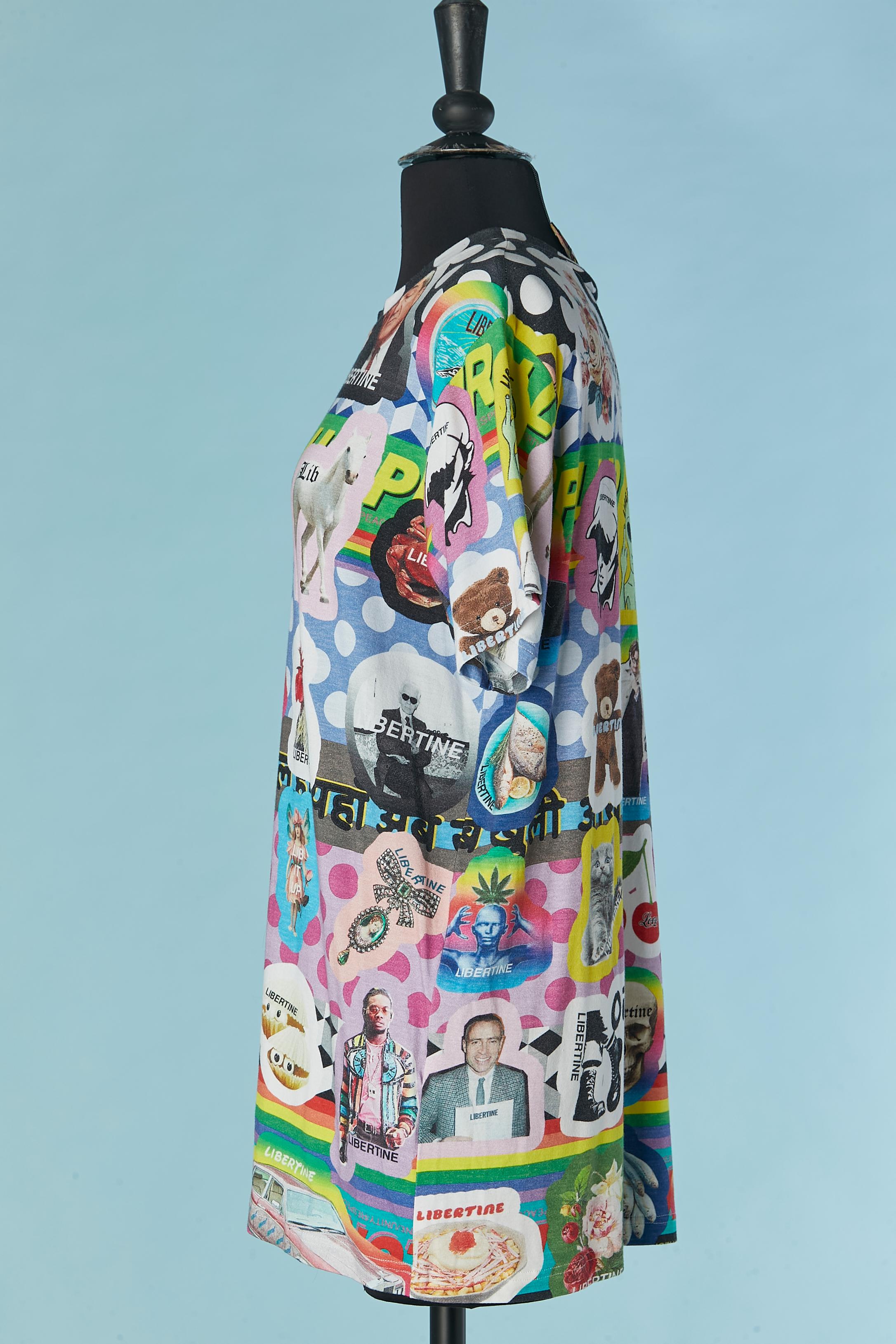 Printed tee-shirt in cotton jersey LIBERTINE For Sale 1