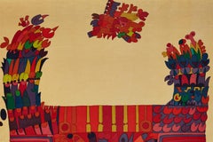 Bedrucktes Textil:: Wandbehang:: Entwurf von Stig Lindberg für NK:: Schweden:: 1960er Jahre