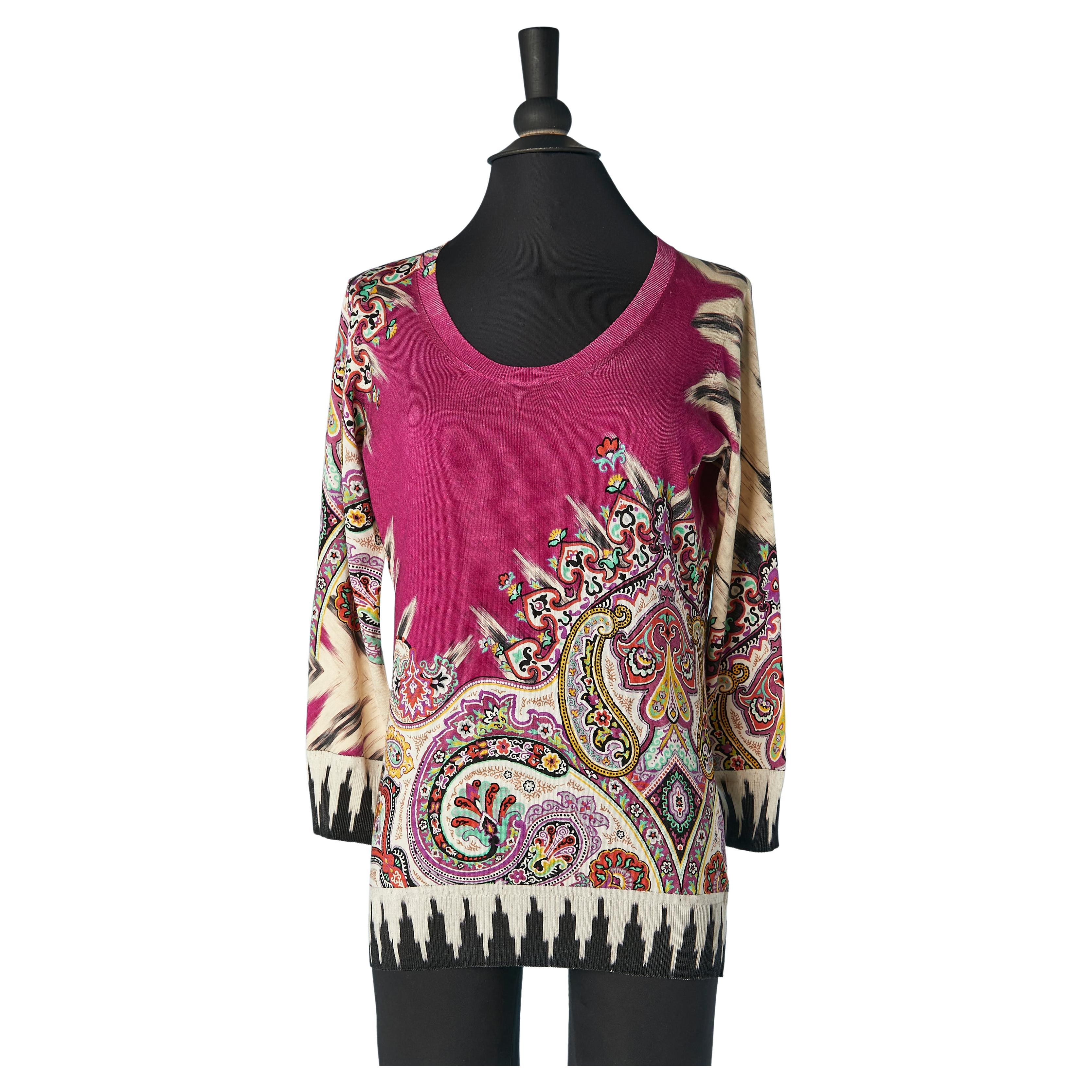 Printed thin knit cotton sweater ETRO  For Sale