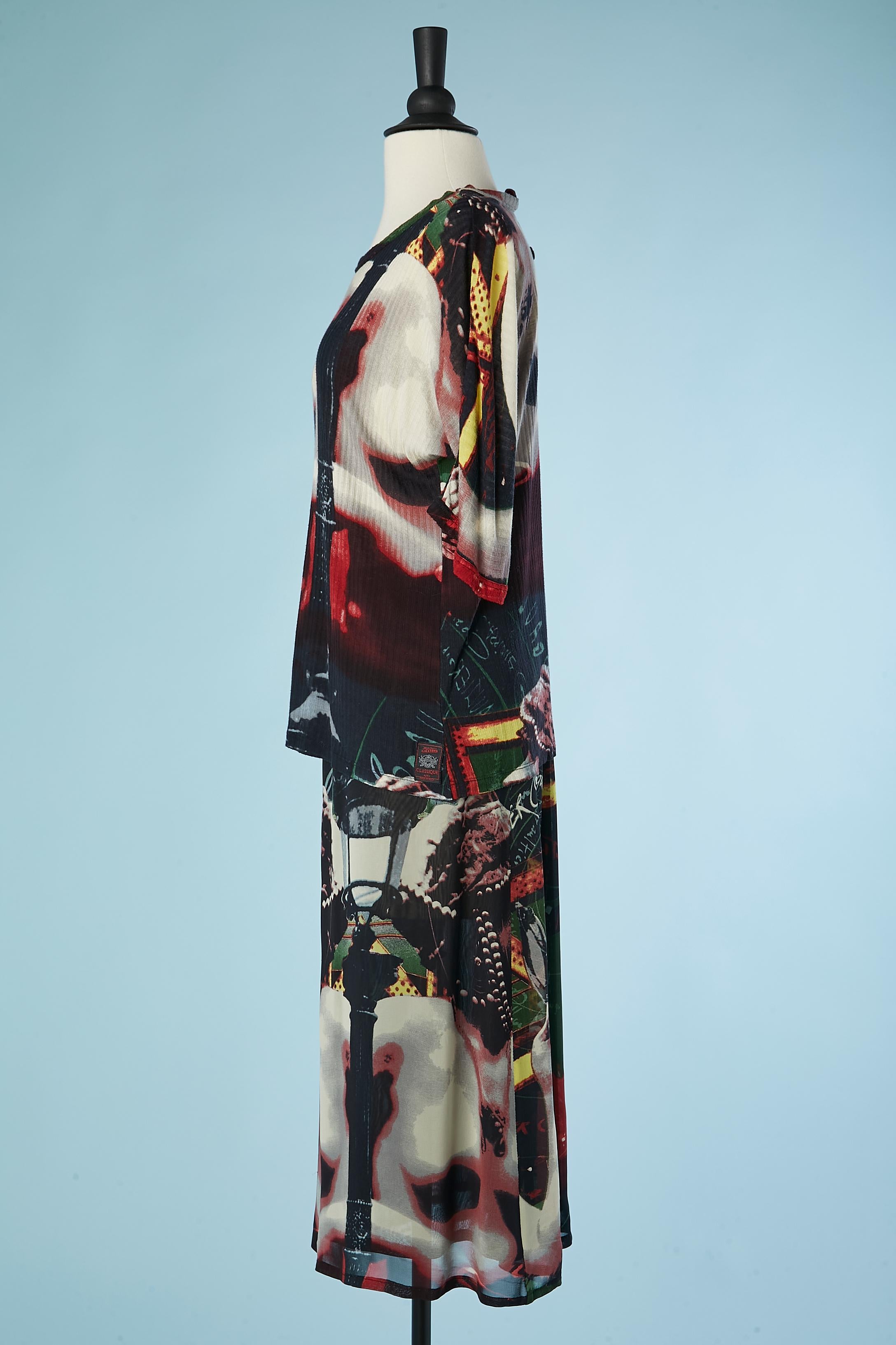 Printed top and skirt ensemble Jean-Paul Gaultier Classique  In Good Condition For Sale In Saint-Ouen-Sur-Seine, FR