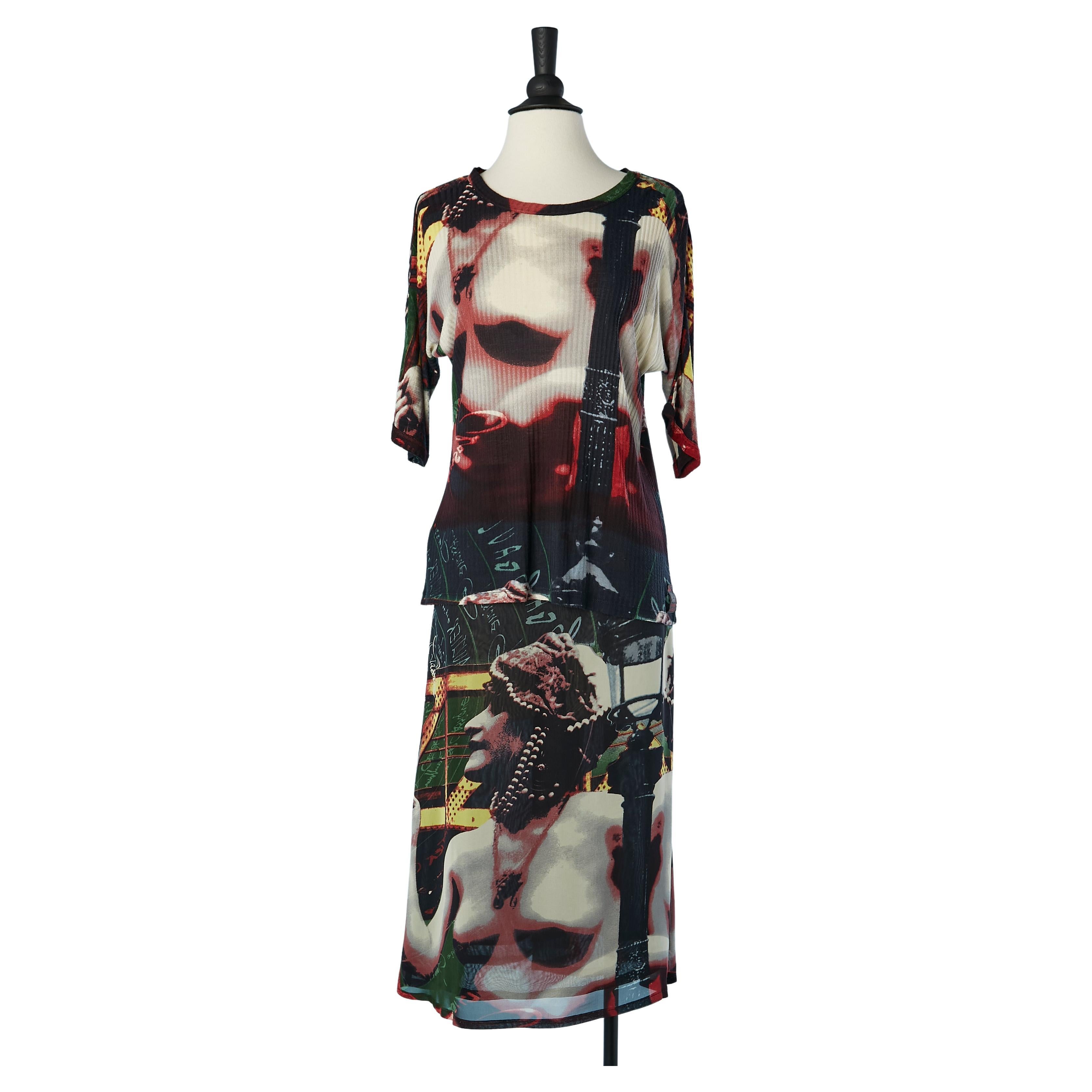 Printed top and skirt ensemble Jean-Paul Gaultier Classique  For Sale