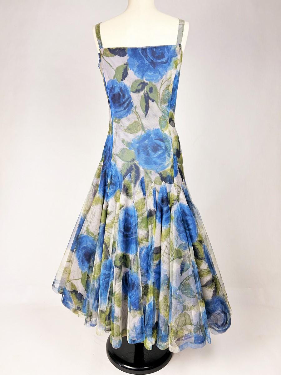 Printed tulle dress by Nina Ricci Couture by Brossin de Méré - Paris Circa 1956 5