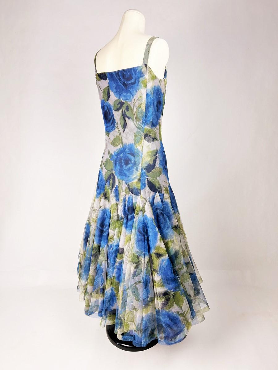 Printed tulle dress by Nina Ricci Couture by Brossin de Méré - Paris Circa 1956 6