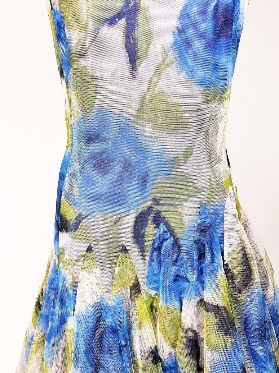 Women's Printed tulle dress by Nina Ricci Couture by Brossin de Méré - Paris Circa 1956