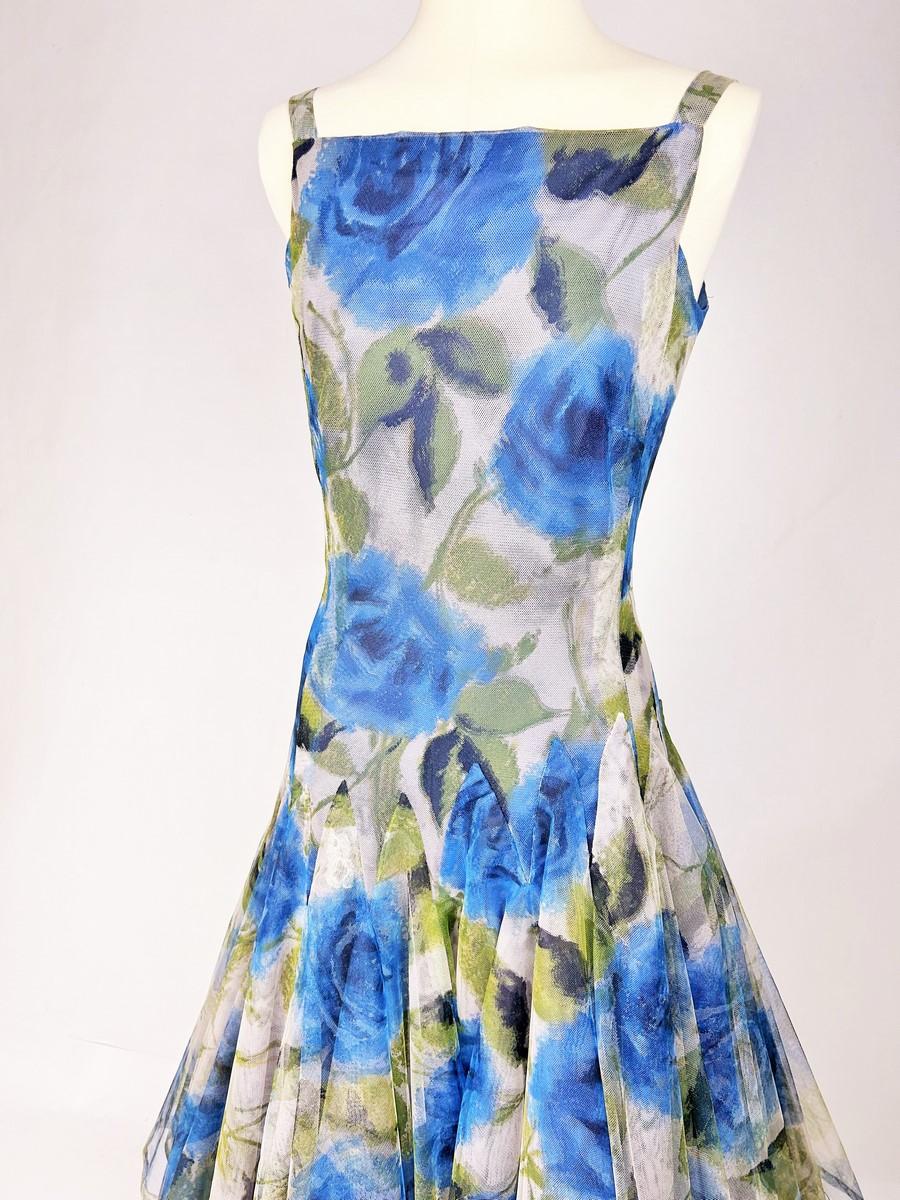 Printed tulle dress by Nina Ricci Couture by Brossin de Méré - Paris Circa 1956 1