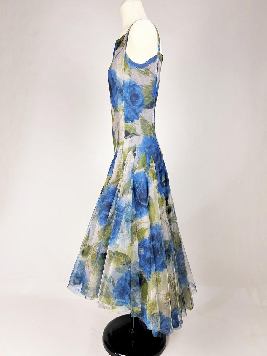 Printed tulle dress by Nina Ricci Couture by Brossin de Méré - Paris Circa 1956 3
