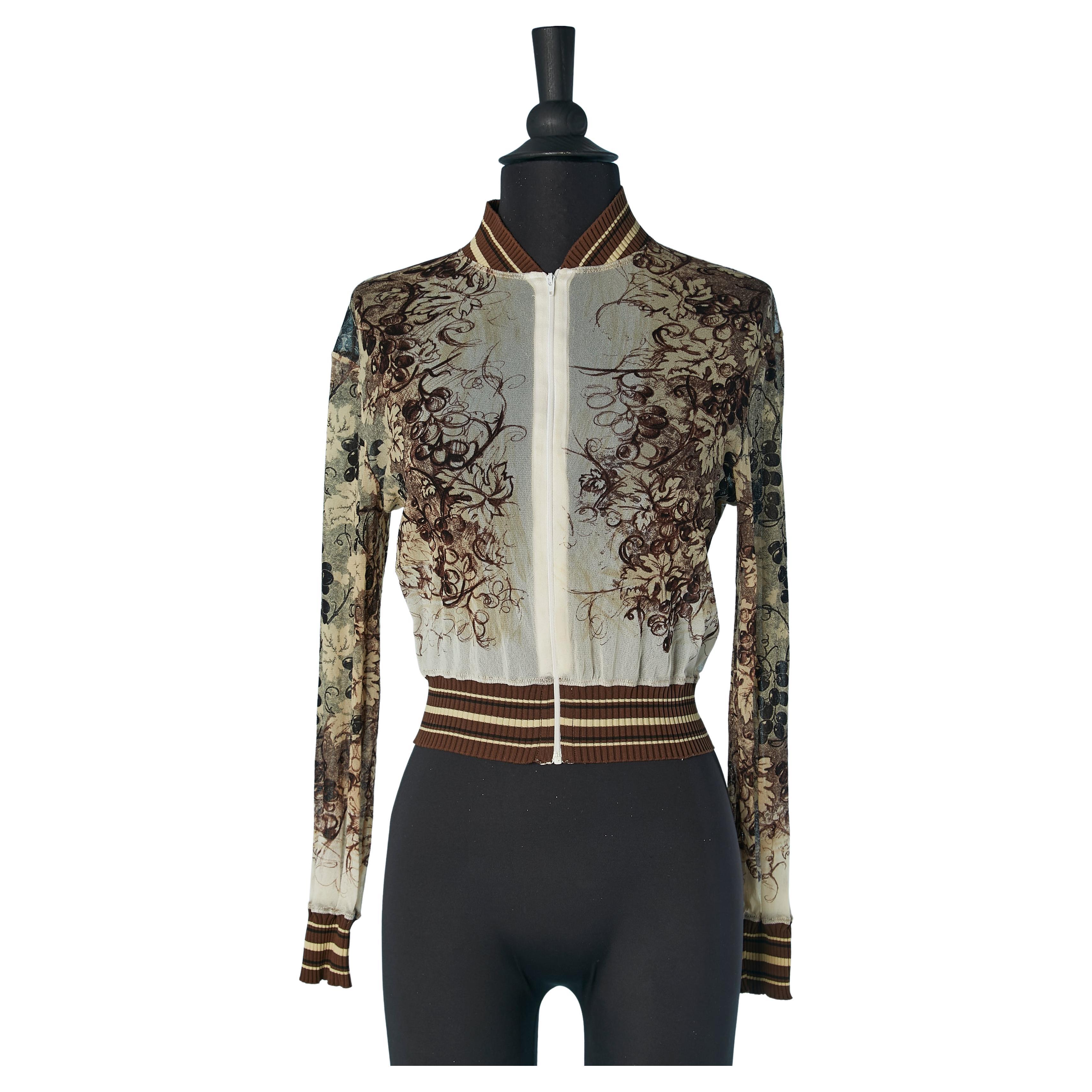 Chaqueta de tul estampado con borde de canalé a rayas JEAN-PAUL GAULTIER Classique en venta