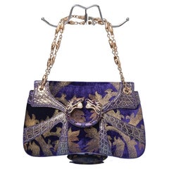Borsa "Tribeca" in velluto stampato e pelle con catena in bambù Gucci