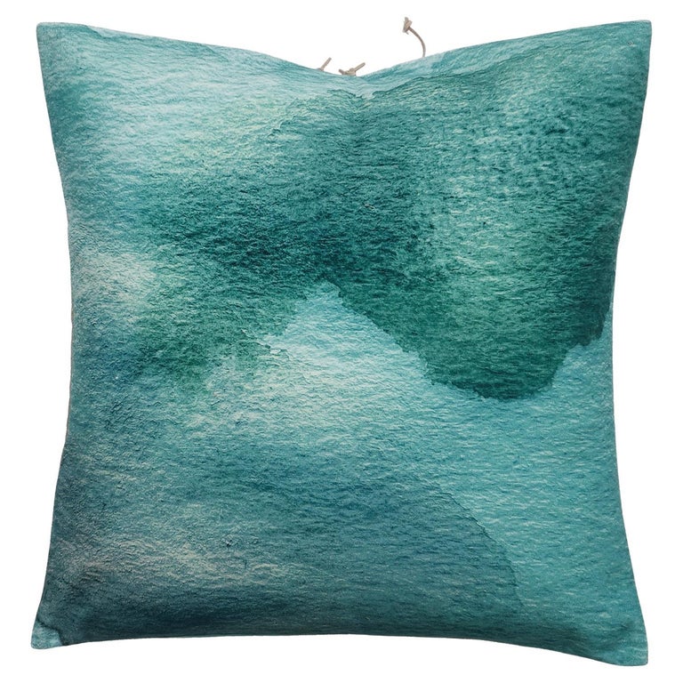 Printed Velvet Pillow Smudge Jade 22x22 For Sale at 1stDibs