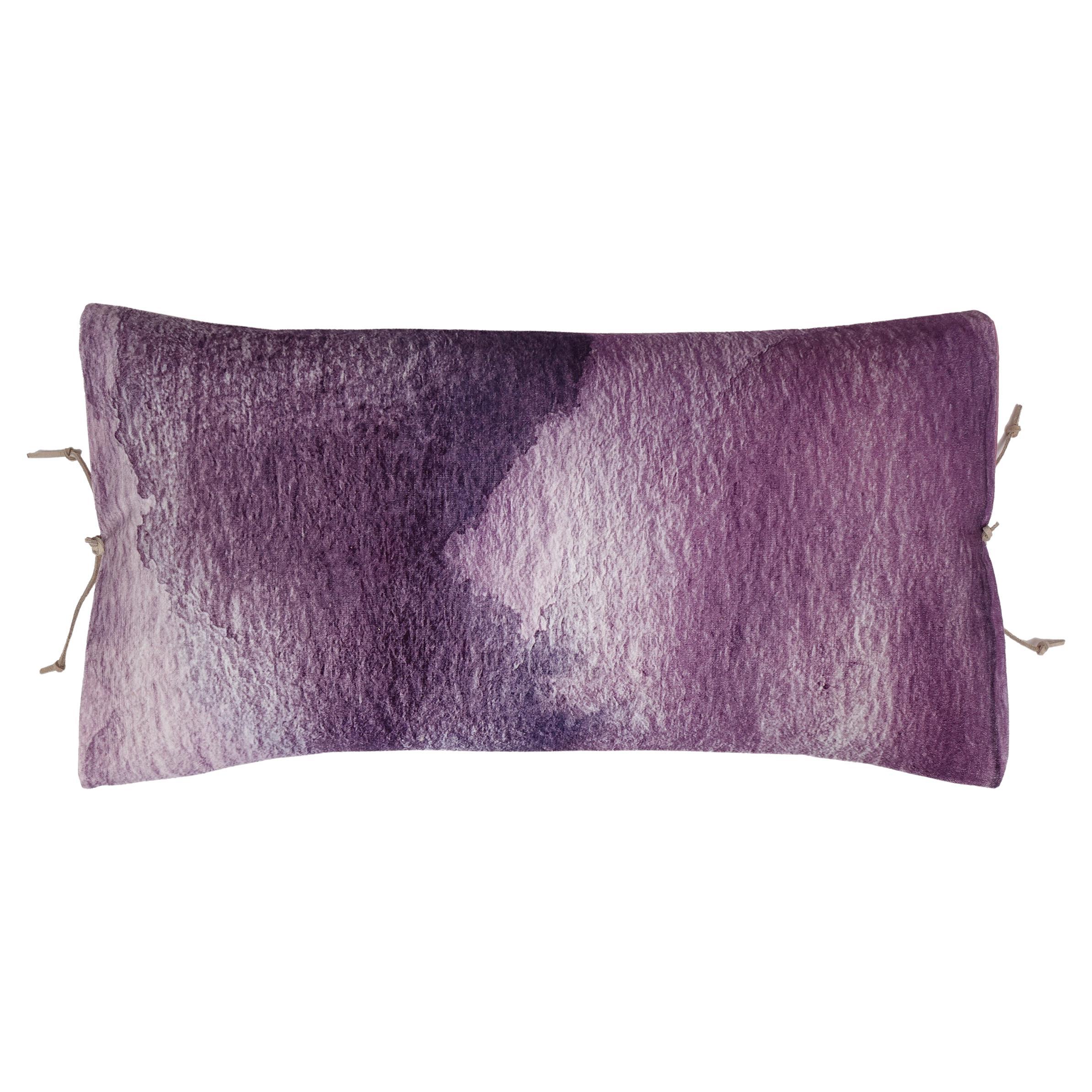 Printed Velvet Pillow Smudge Lilac For Sale