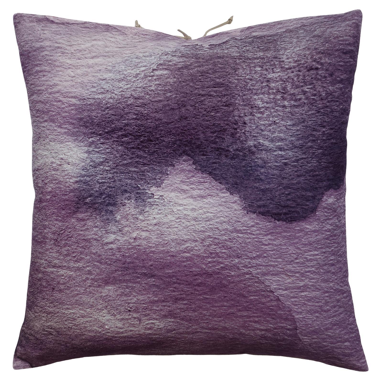 Printed Velvet Pillow Smudge Lilac For Sale