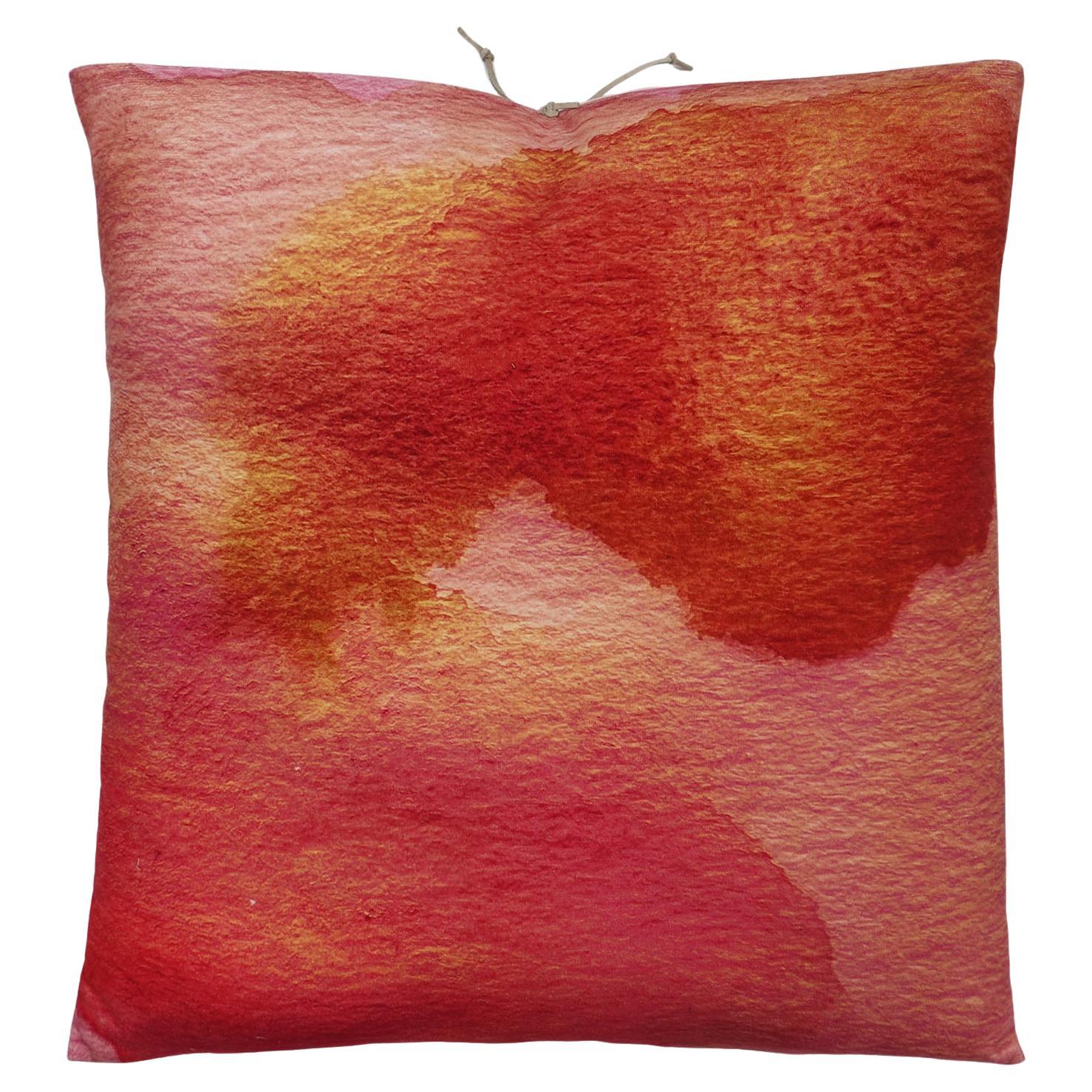 Printed Velvet Pillow Smudge Rose For Sale