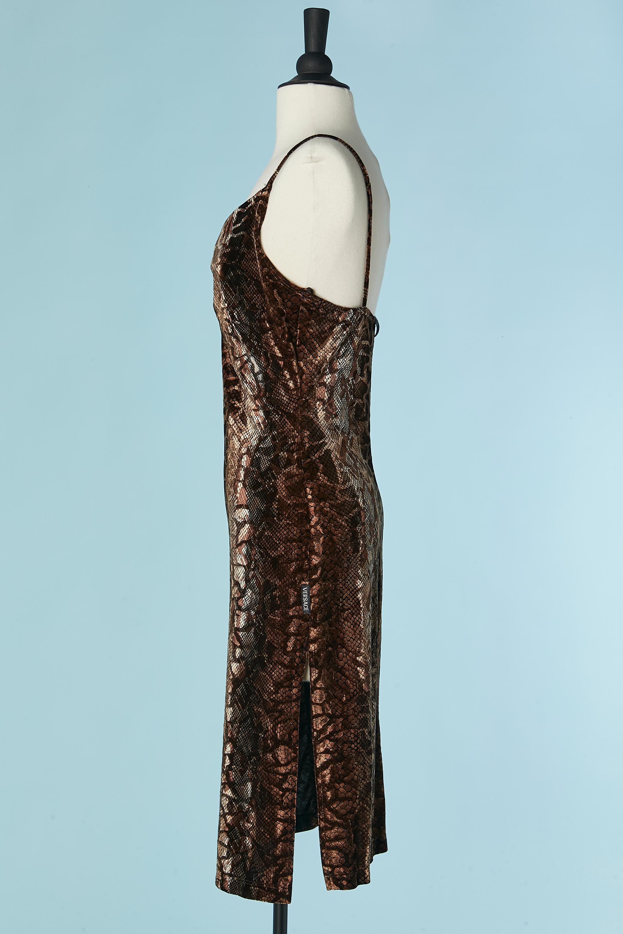 Printed velvet slip dress VERSACE In Excellent Condition For Sale In Saint-Ouen-Sur-Seine, FR