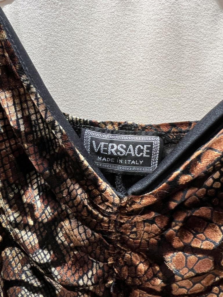 Printed velvet slip dress VERSACE For Sale 2
