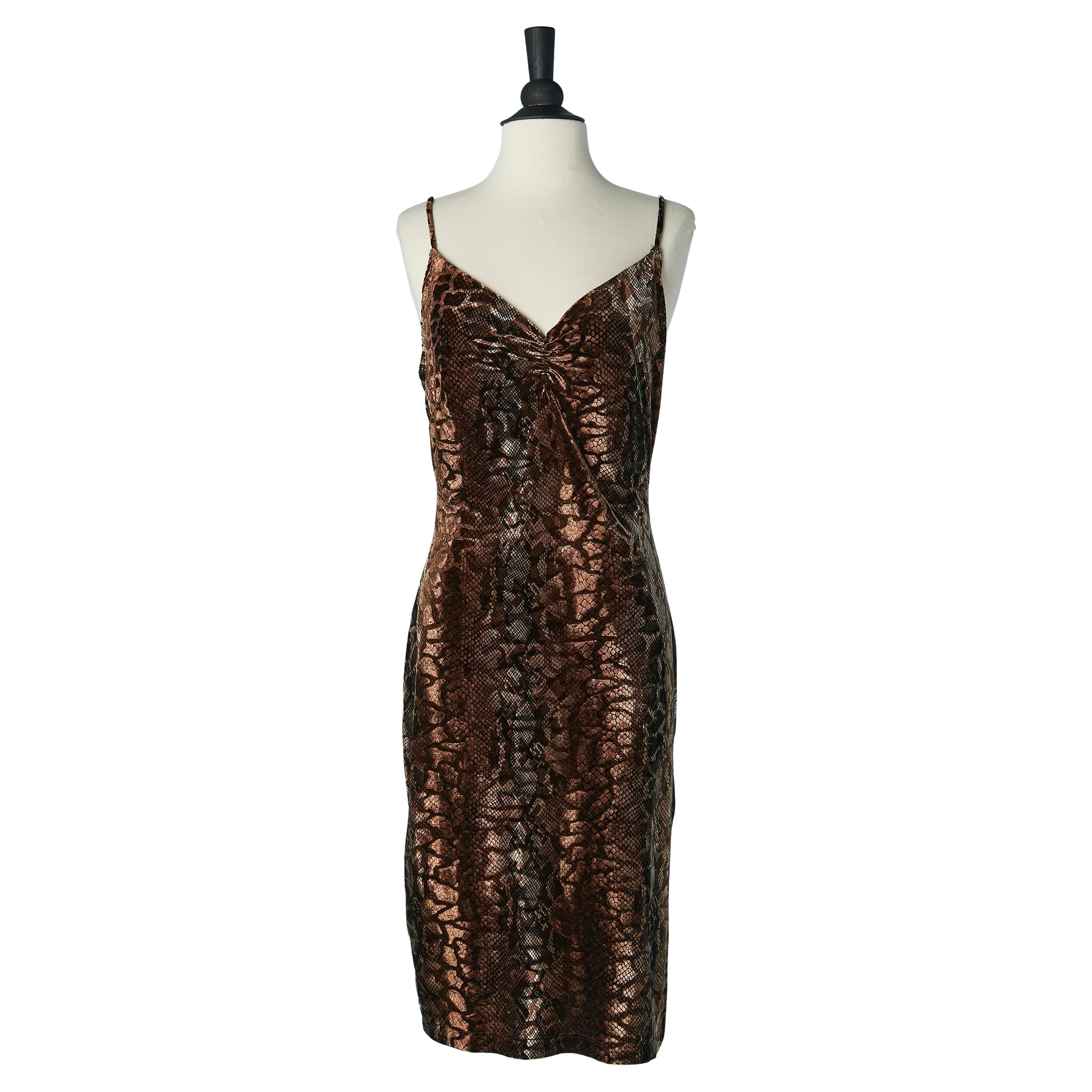 Printed velvet slip dress VERSACE For Sale