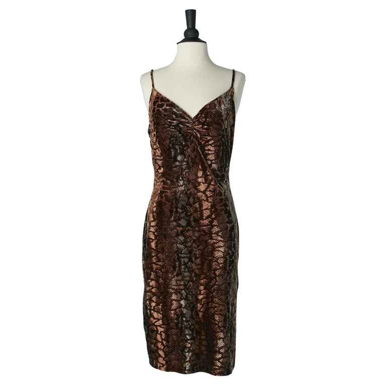 Printed velvet slip dress VERSACE For Sale at 1stDibs