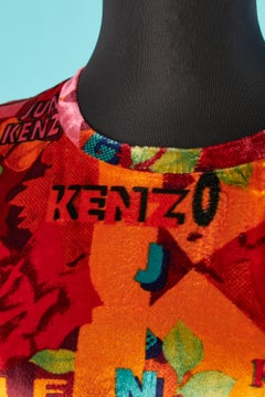 Printed velvet tee-shirt with long sleeves Kenzo Jungle