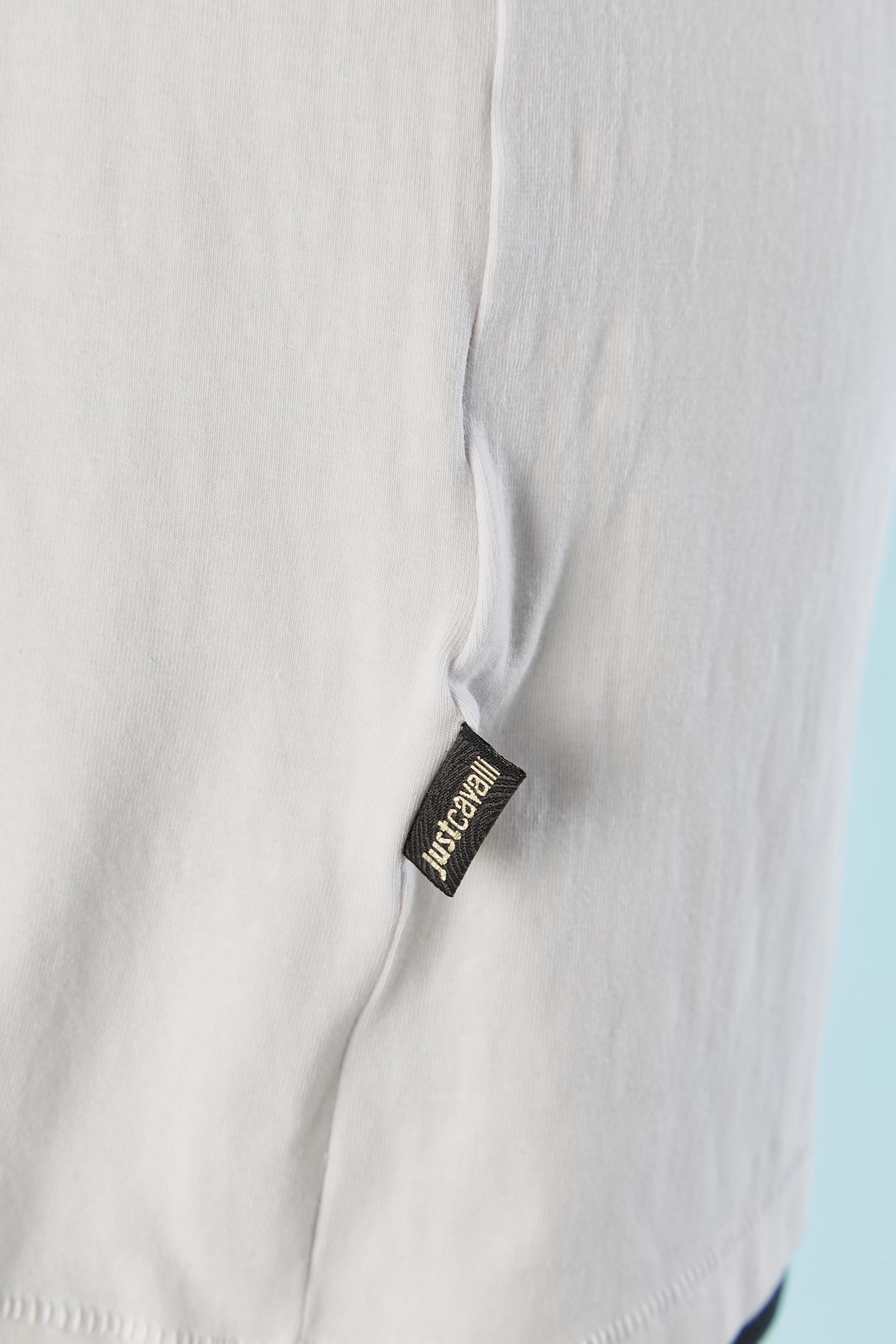 Blanc Tee-shirt imprimé en coton blanc Just Cavalli  en vente