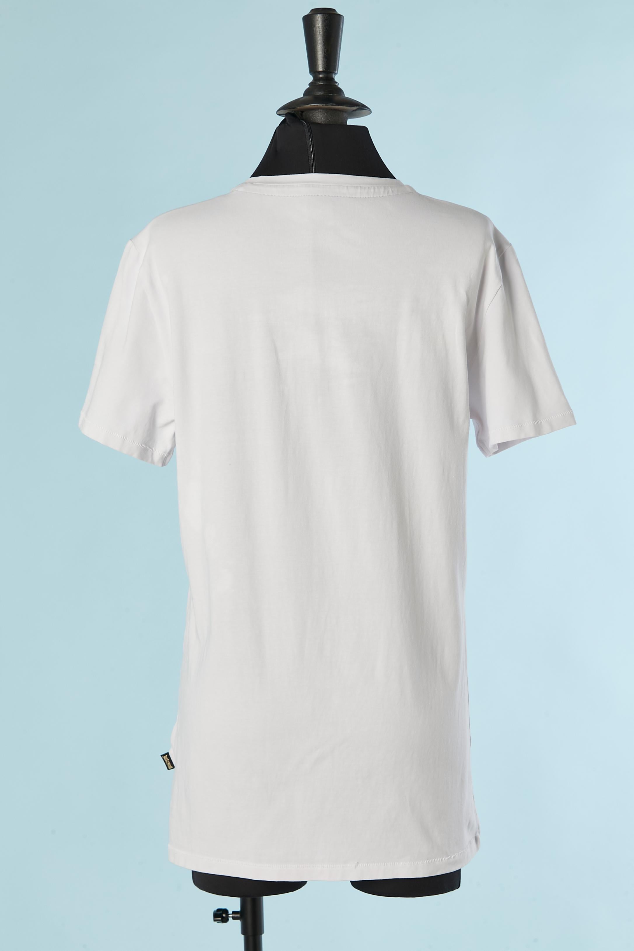 Tee-shirt imprimé en coton blanc Just Cavalli  Unisexe en vente