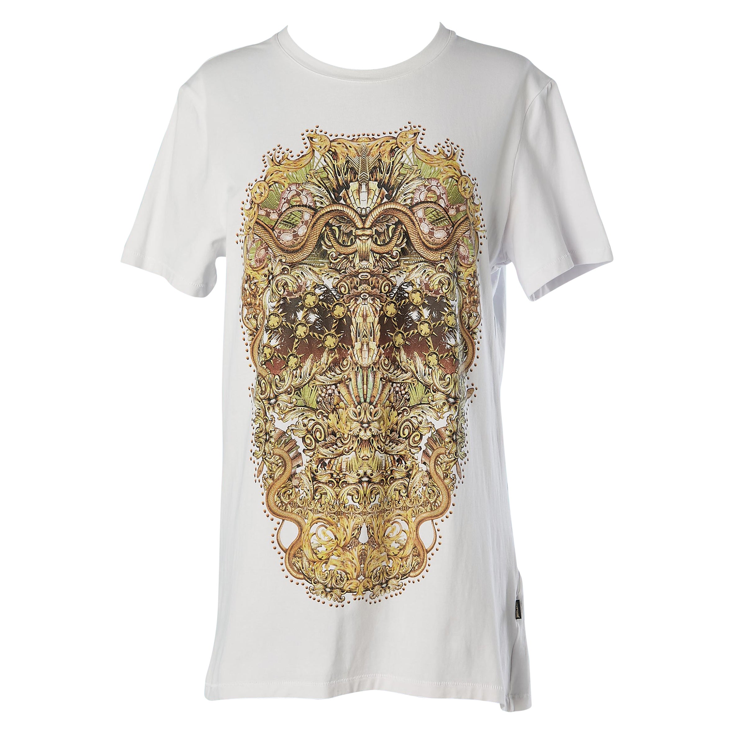 Maglietta in cotone bianco stampato Just Cavalli