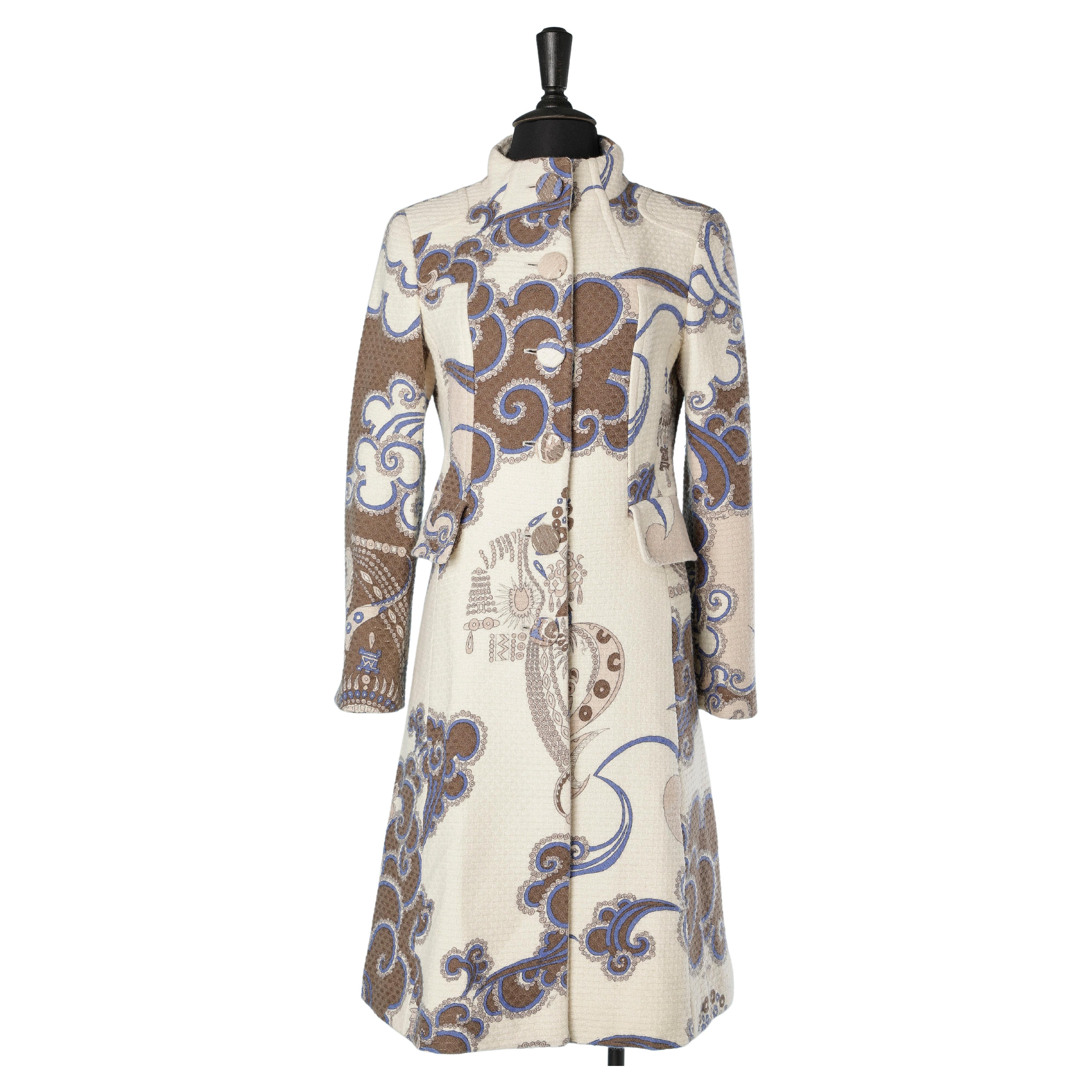 Printed wool and angora single breasted coat Emilio Pucci  For Sale