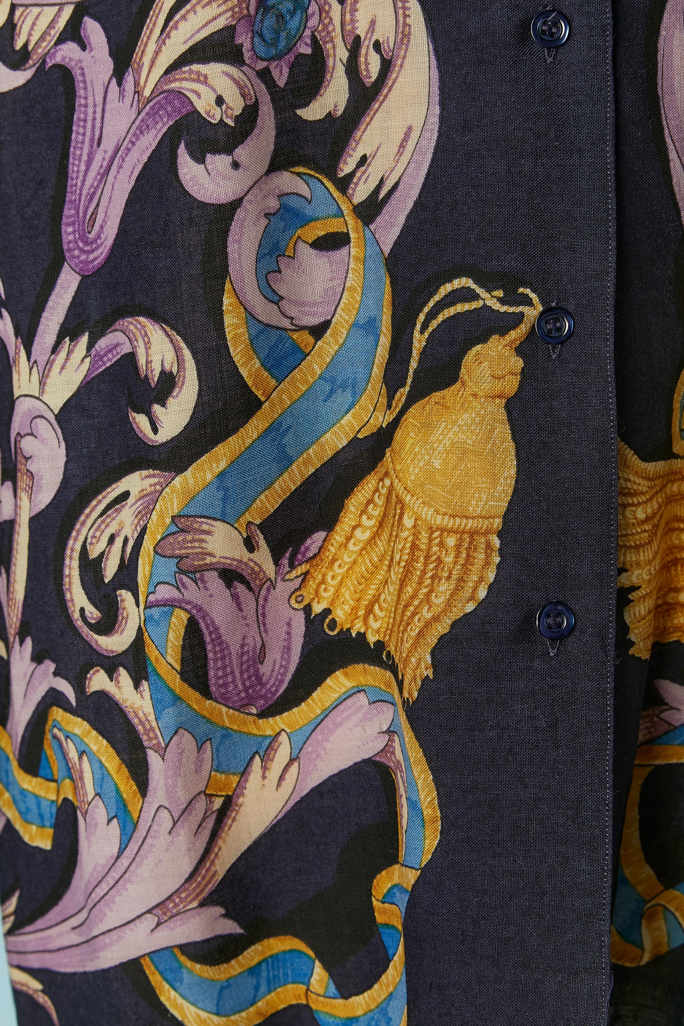 Chemise en laine imprimée Hermès Circa 1990's  Excellent état - En vente à Saint-Ouen-Sur-Seine, FR