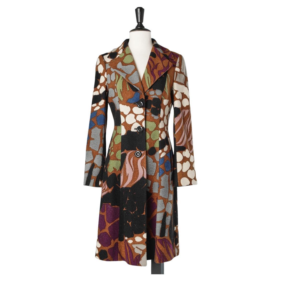 Printed wool single breasted coat M Missoni  For Sale